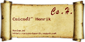 Csicsó Henrik névjegykártya